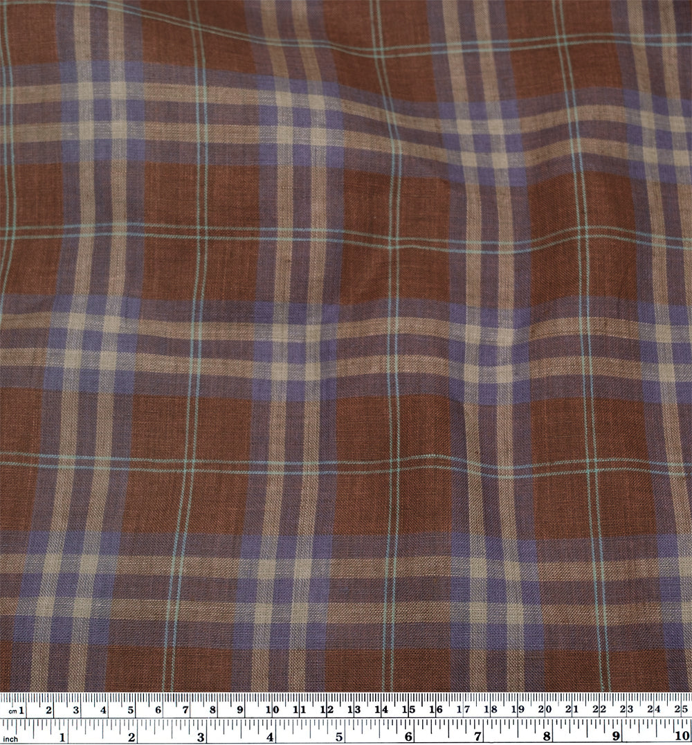 Gallery Plaid Yarn Dyed Linen - Brick | Blackbird Fabrics