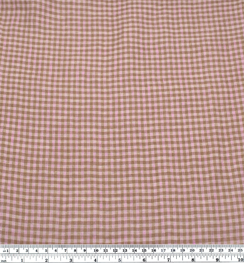Picnic Gingham Washed Linen - Thistle/Pebble | Blackbird Fabrics