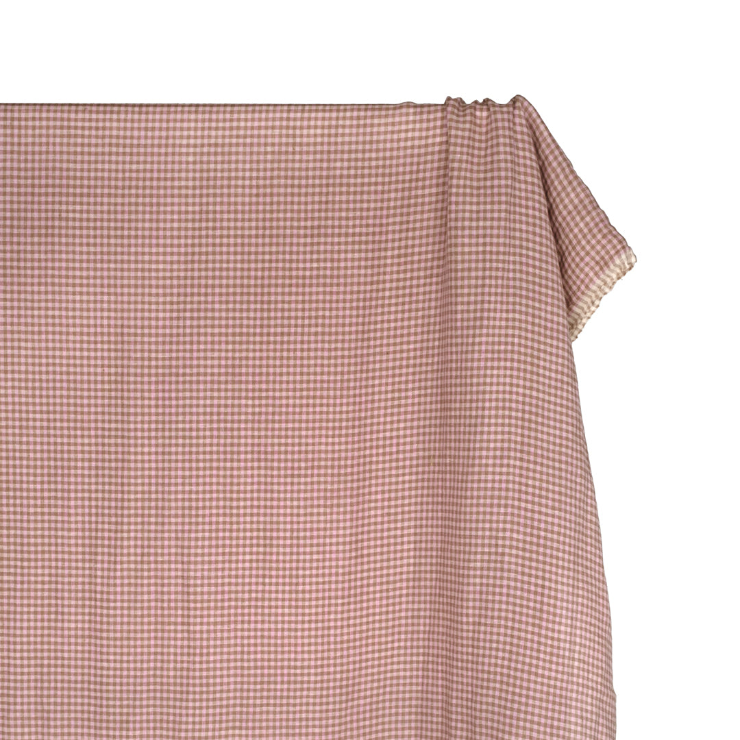 Picnic Gingham Washed Linen - Thistle/Pebble | Blackbird Fabrics