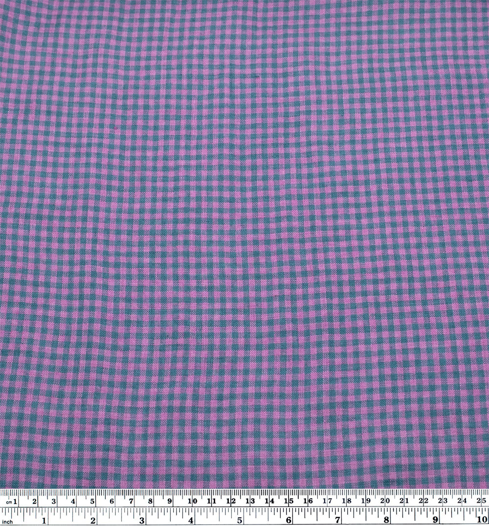 Picnic Gingham Washed Linen - Harbour/Dahlia | Blackbird Fabrics