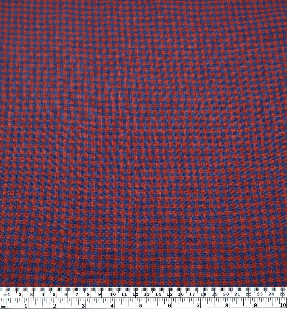 Picnic Gingham Washed Linen - Cherry/Denim | Blackbird Fabrics