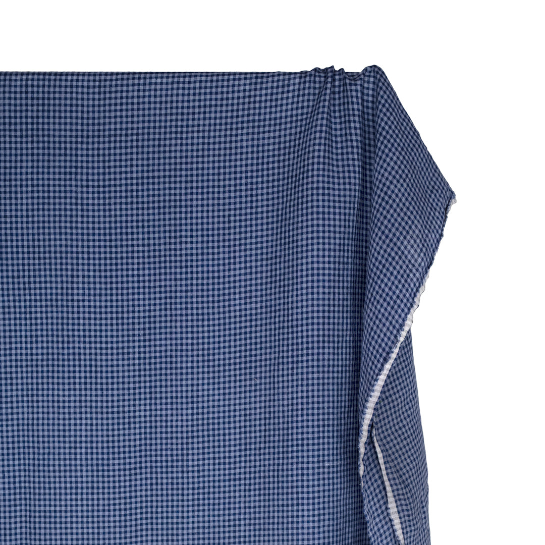 Picnic Gingham Washed Linen - Navy/Bluestone | Blackbird Fabrics