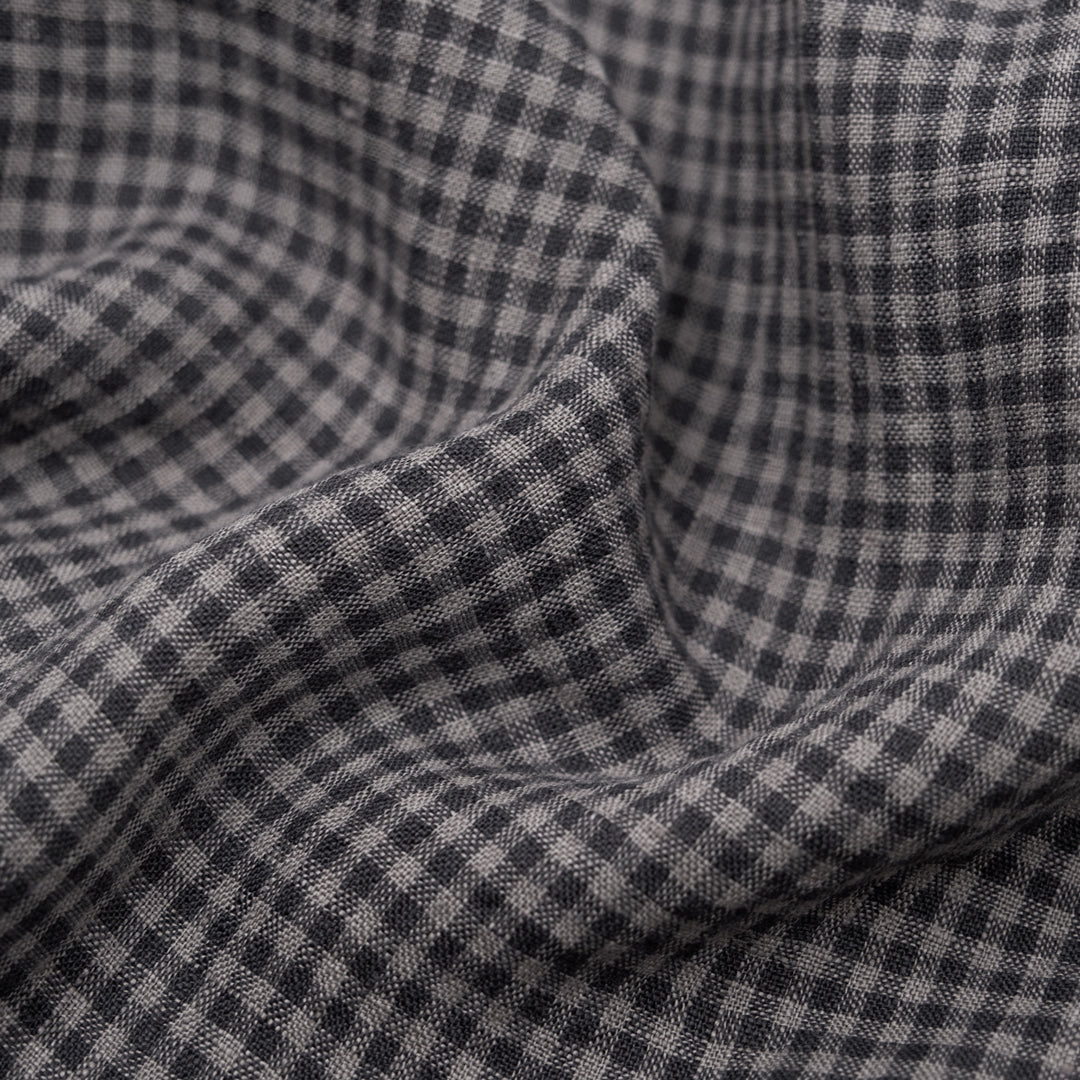 Picnic Gingham Washed Linen - Ash/Grey | Blackbird Fabrics