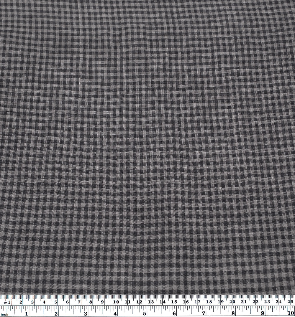 Picnic Gingham Washed Linen - Ash/Grey | Blackbird Fabrics