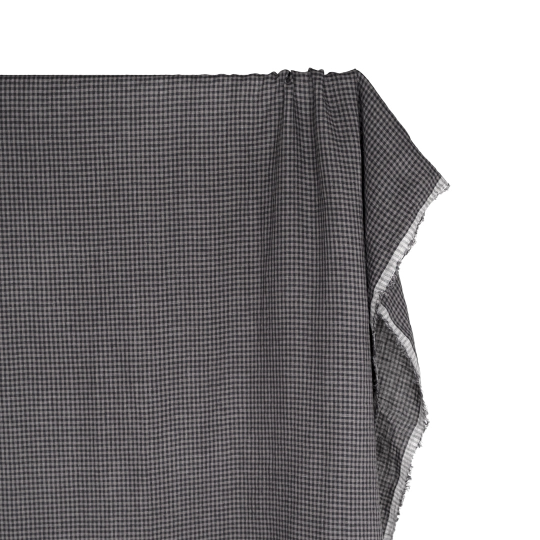 Picnic Gingham Washed Linen - Ash/Grey | Blackbird Fabrics