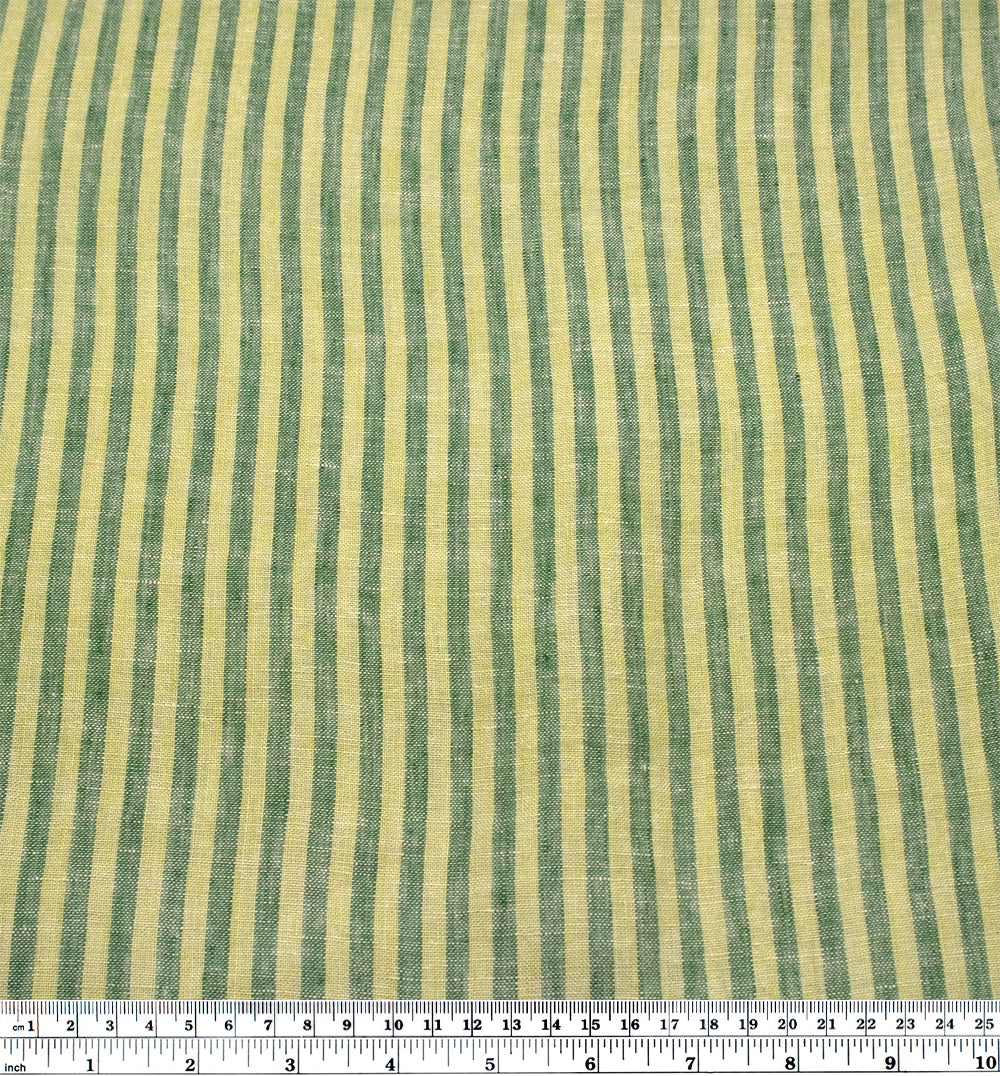 Carnival Stripe Washed Linen - Celery | Blackbird Fabrics