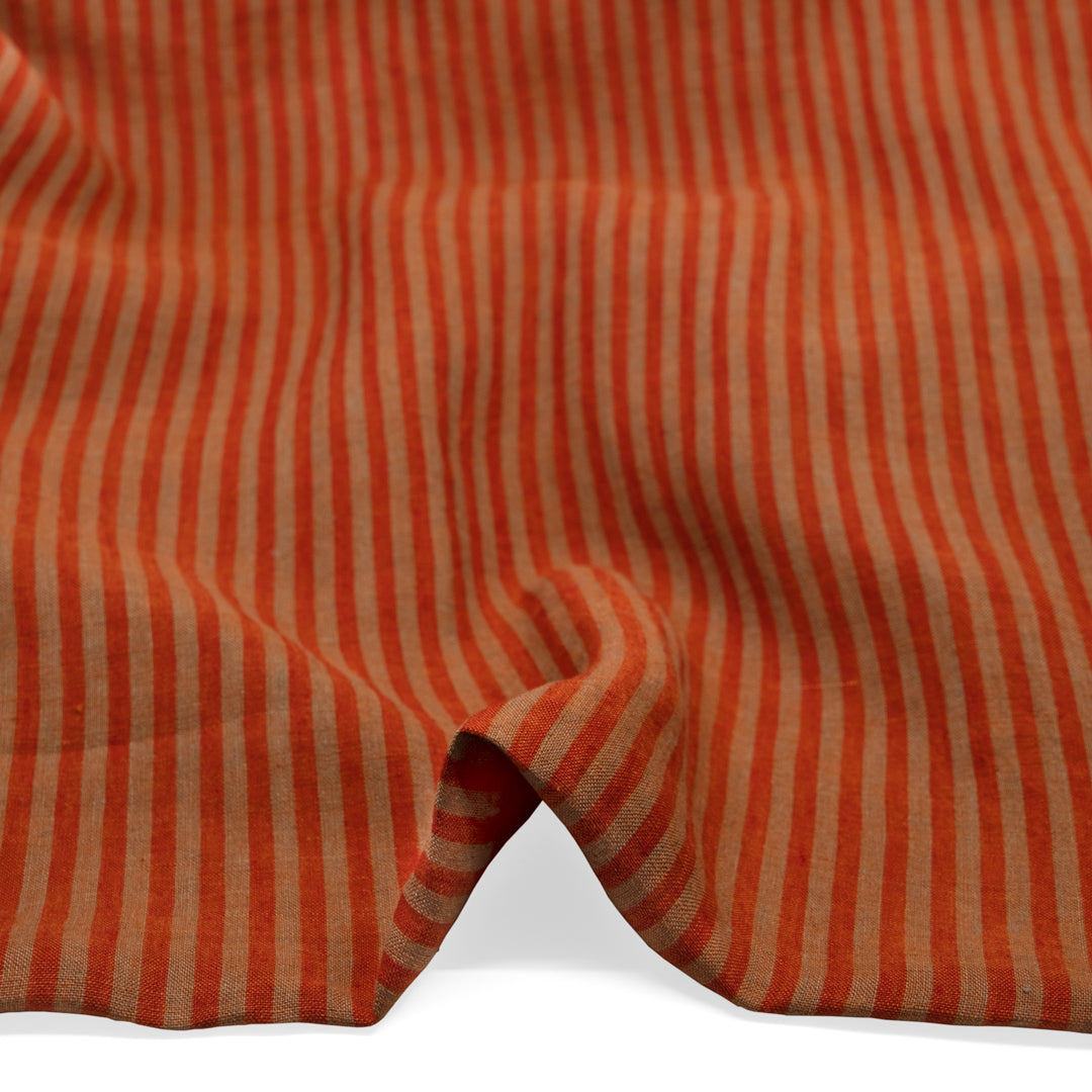 Carnival Stripe Washed Linen - Red Clay | Blackbird Fabrics