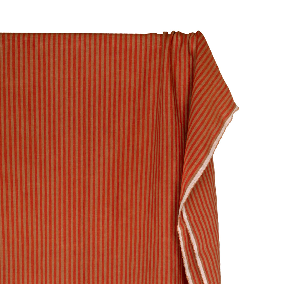 Carnival Stripe Washed Linen - Red Clay | Blackbird Fabrics