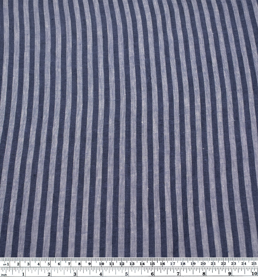 Carnival Stripe Washed Linen - Vintage Blue | Blackbird Fabrics