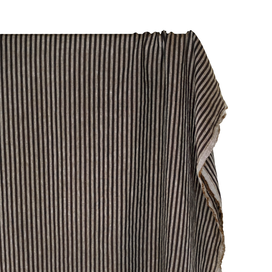 Carnival Stripe Washed Linen - Smog | Blackbird Fabrics