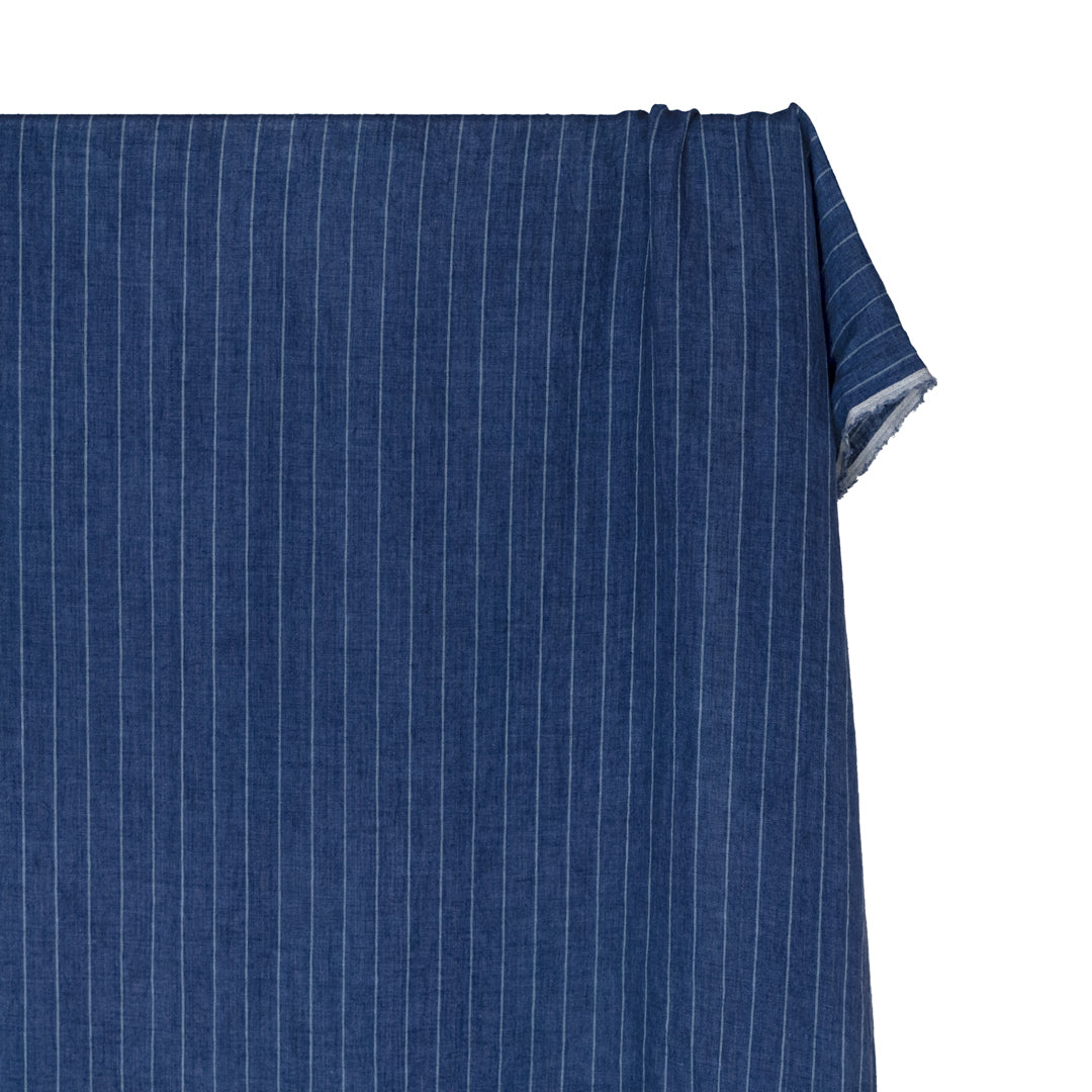 Striped Stonewashed Linen - Blueberry | Blackbird Fabrics