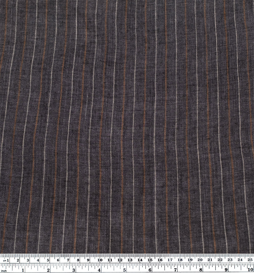 Striped Stonewashed Linen - Pewter | Blackbird Fabrics