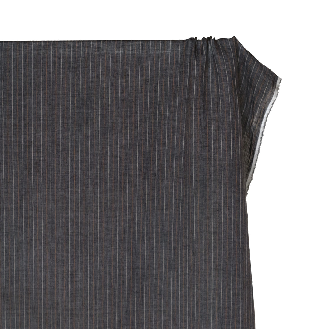 Striped Stonewashed Linen - Pewter | Blackbird Fabrics