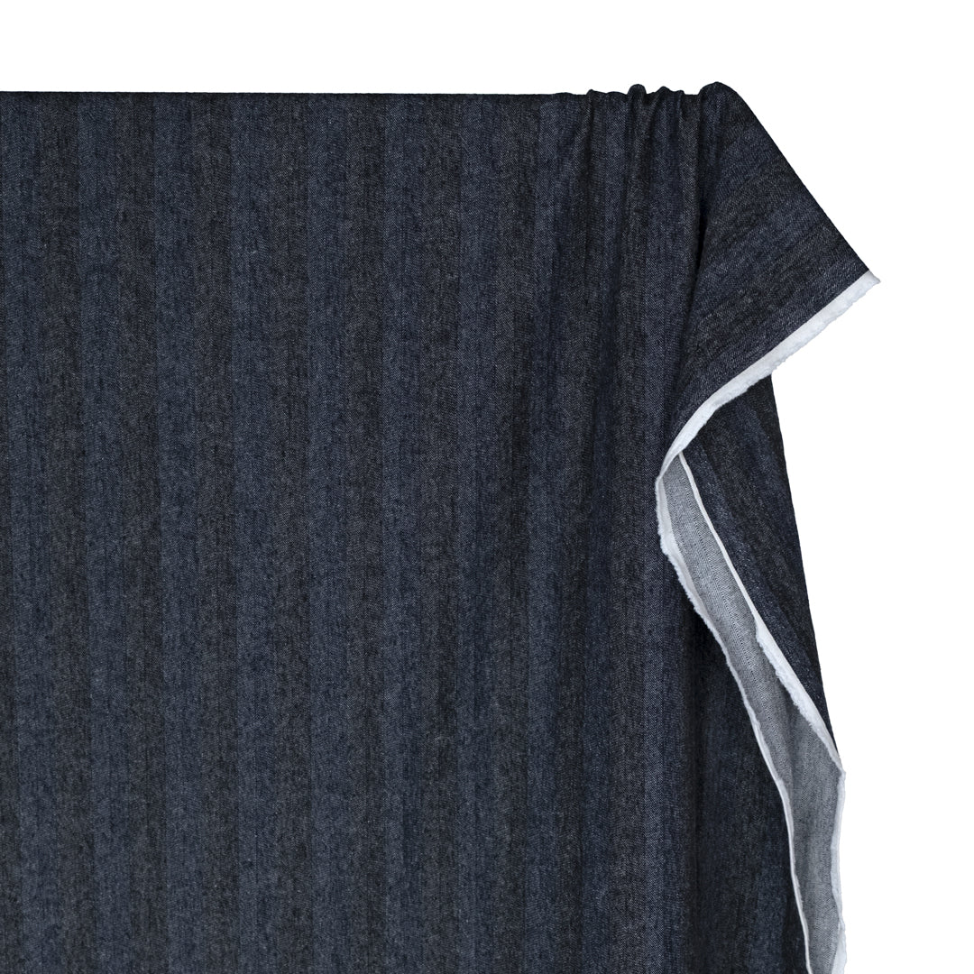 Wide Stripe Linen Cotton Chambray Denim - Maritime | Blackbird Fabrics