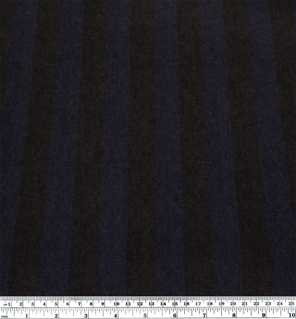 Wide Stripe Linen Cotton Chambray Denim - Terroir | Blackbird Fabrics