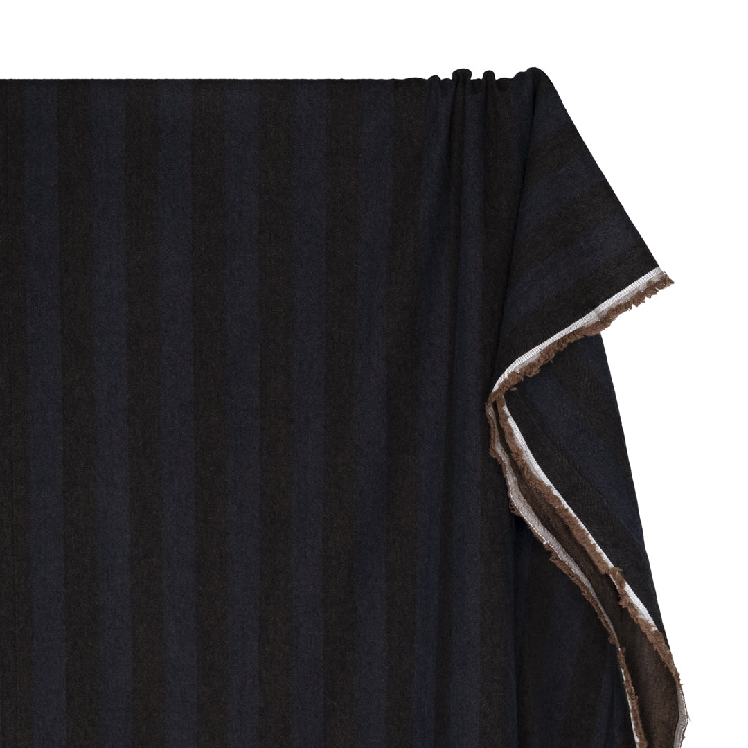 Wide Stripe Linen Cotton Chambray Denim - Terroir | Blackbird Fabrics