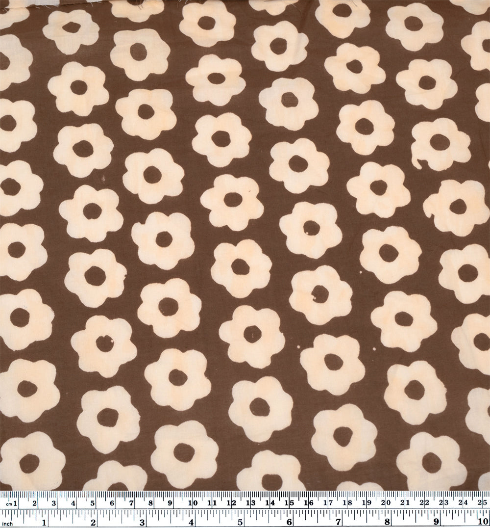 Bloom Block Printed Organic Cotton Batiste - Cappuccino/Ivory | Blackbird Fabrics