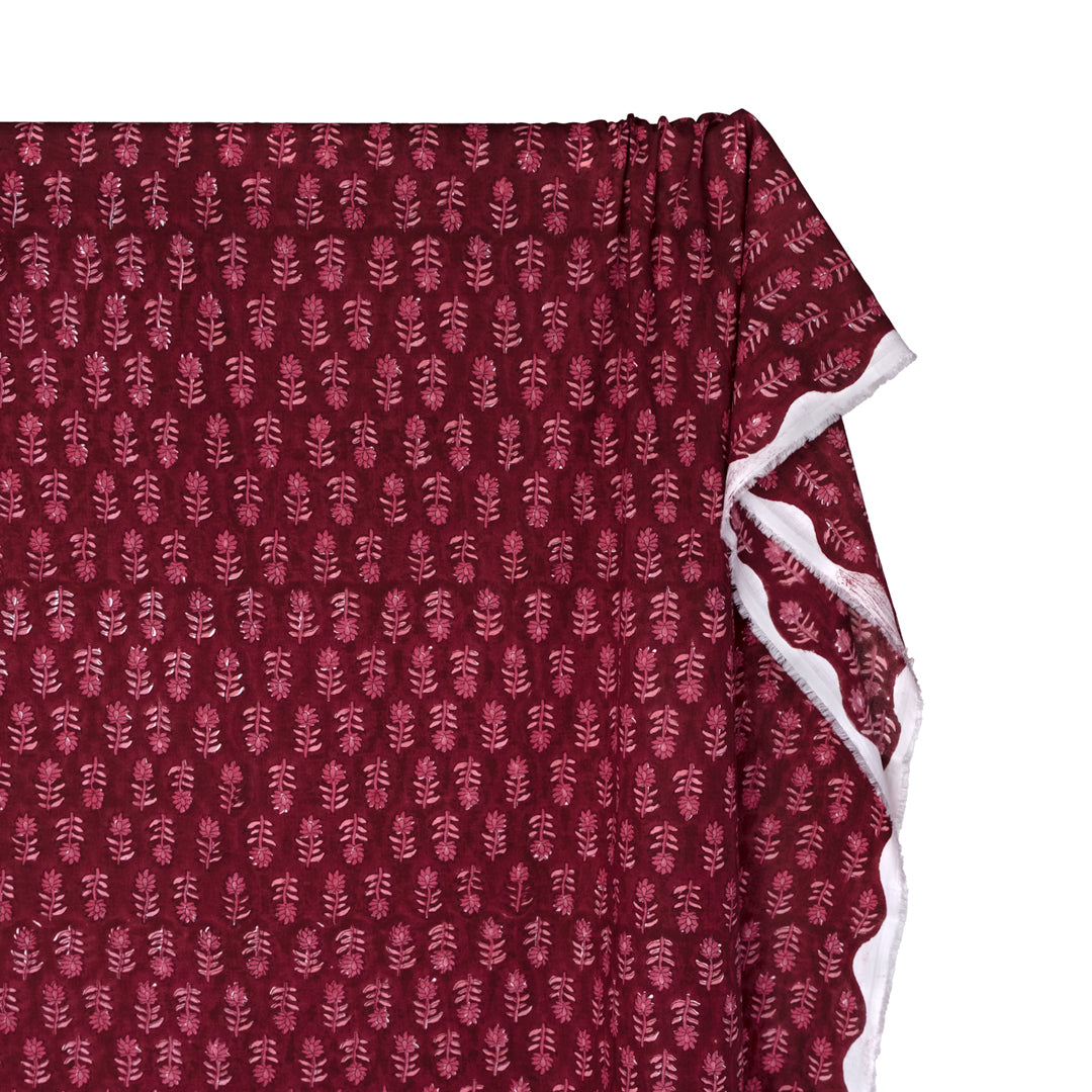 Bloom Block Printed Organic Cotton Batiste - Cranberry/Bubblegum | Blackbird Fabrics