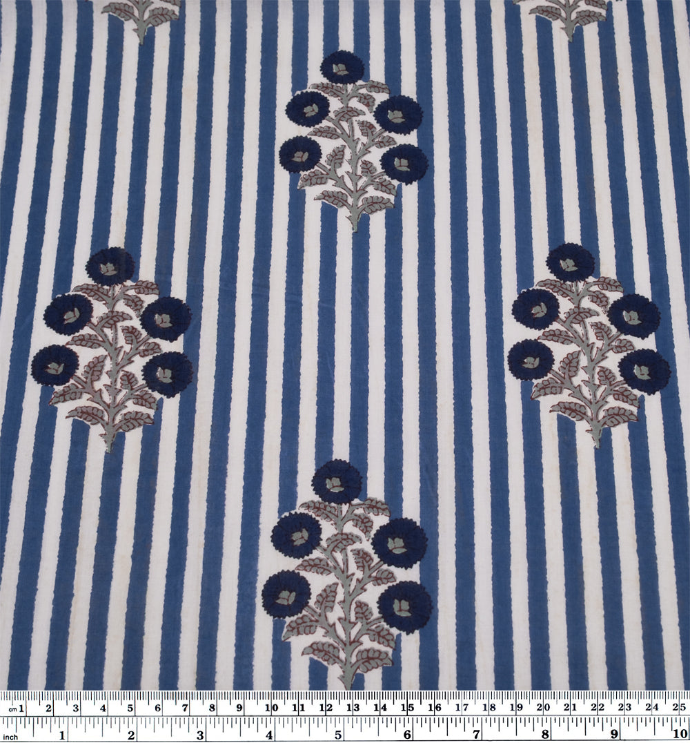 Wallpaper Block Printed Organic Cotton Batiste - Blue Pool/White/Navy | Blackbird Fabrics