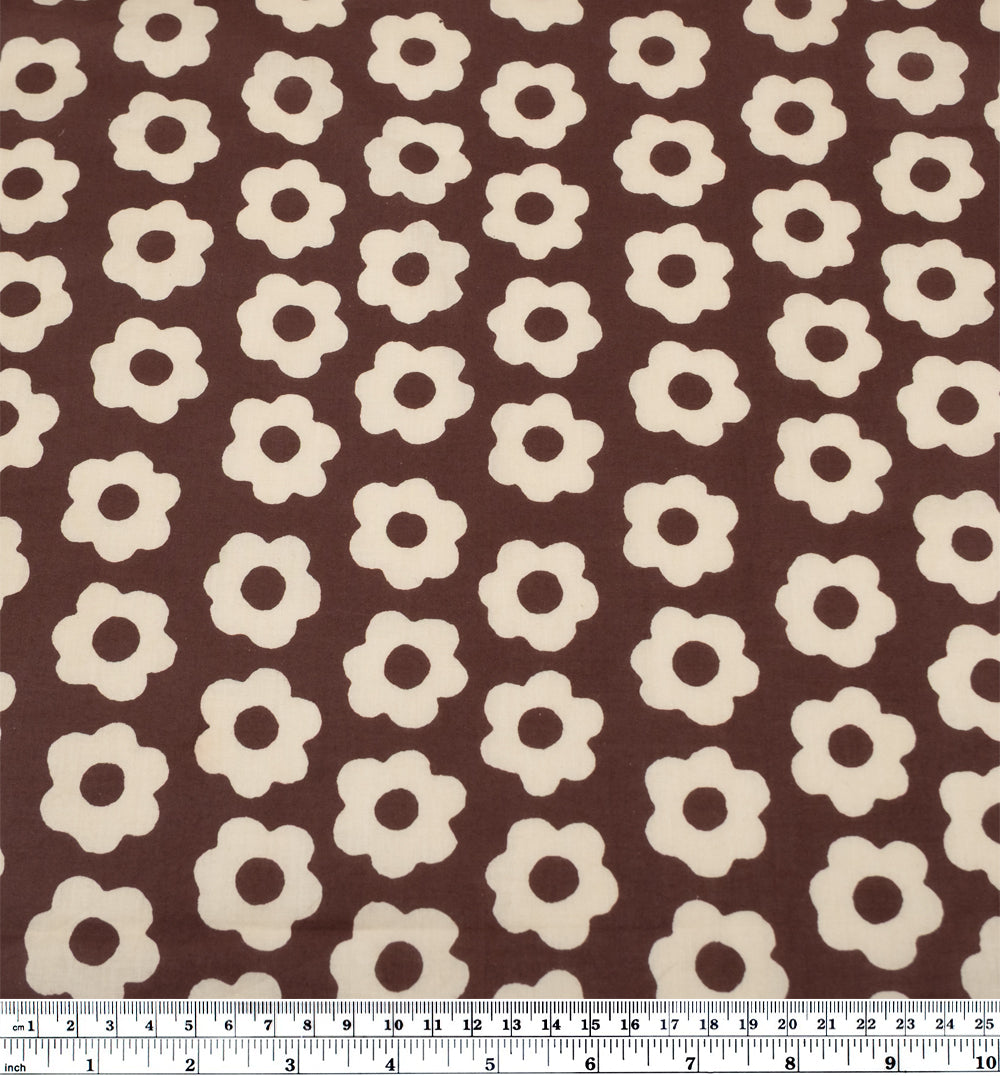 Bloom Block Printed Organic Cotton Batiste - Deep Mauve/Cream | Blackbird Fabrics