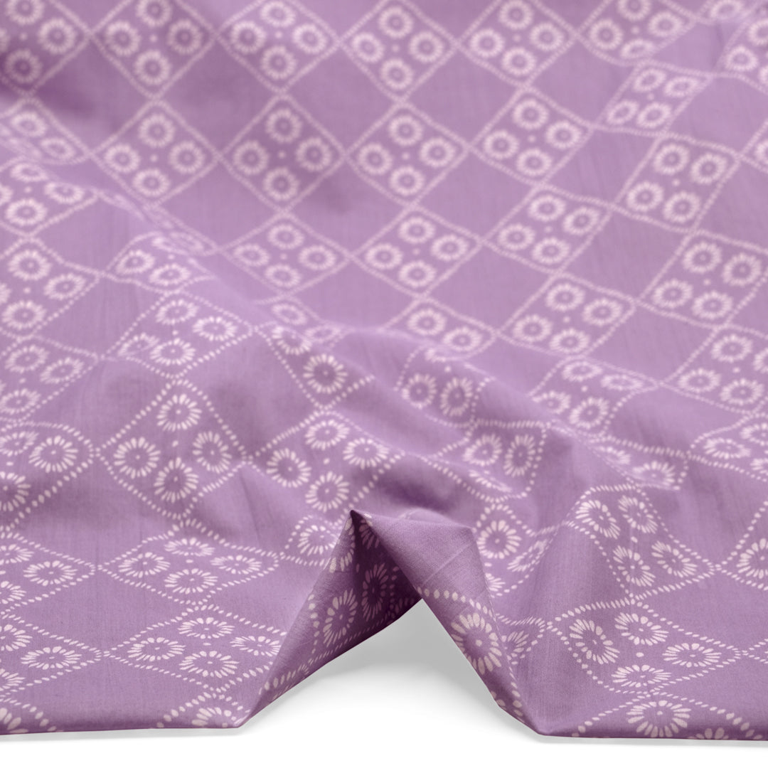 Bandana Block Printed Organic Cotton Batiste - Lilac/Pale Pink | Blackbird Fabrics