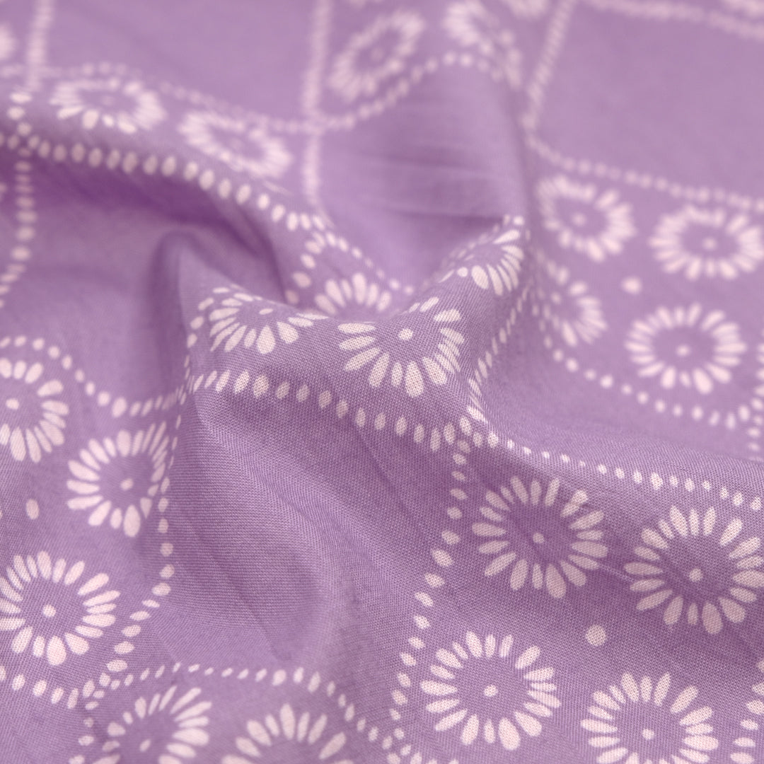 Bandana Block Printed Organic Cotton Batiste - Lilac/Pale Pink | Blackbird Fabrics