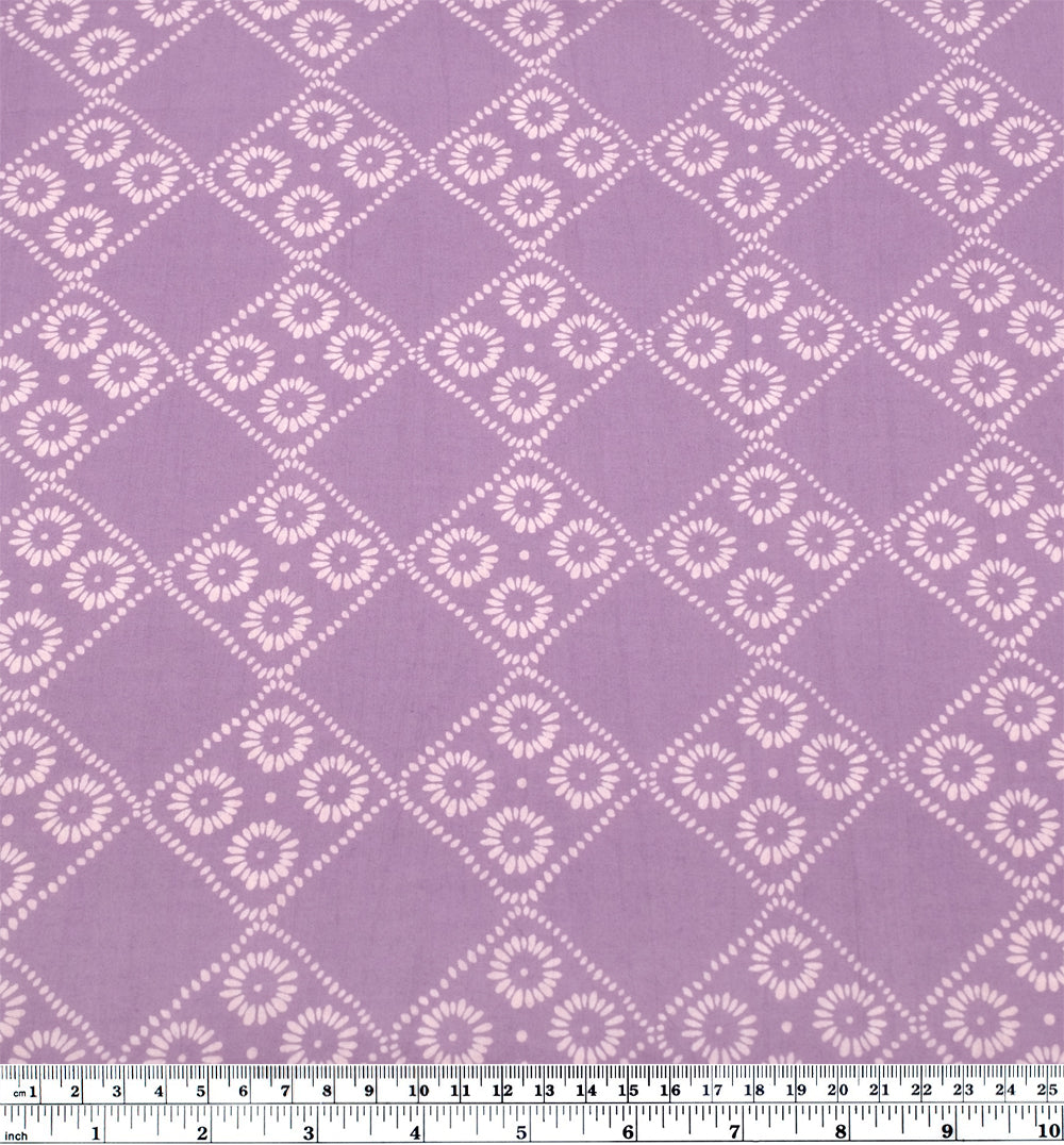 Bandana Block Printed Organic Cotton Batiste - Lilac/Pale Pink | Blackbird Fabrics