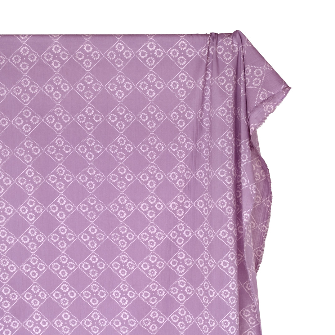 Bandana Block Printed Organic Cotton Batiste - Lilac/Pale Pink | Blackbird Fabrics