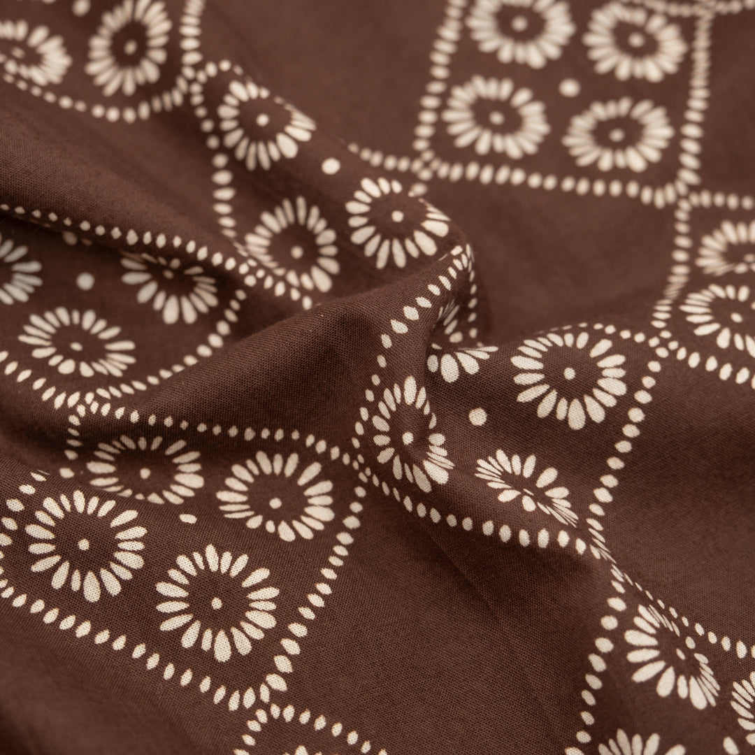 Bandana Block Printed Organic Cotton Batiste - Brownie/Cream | Blackbird Fabrics