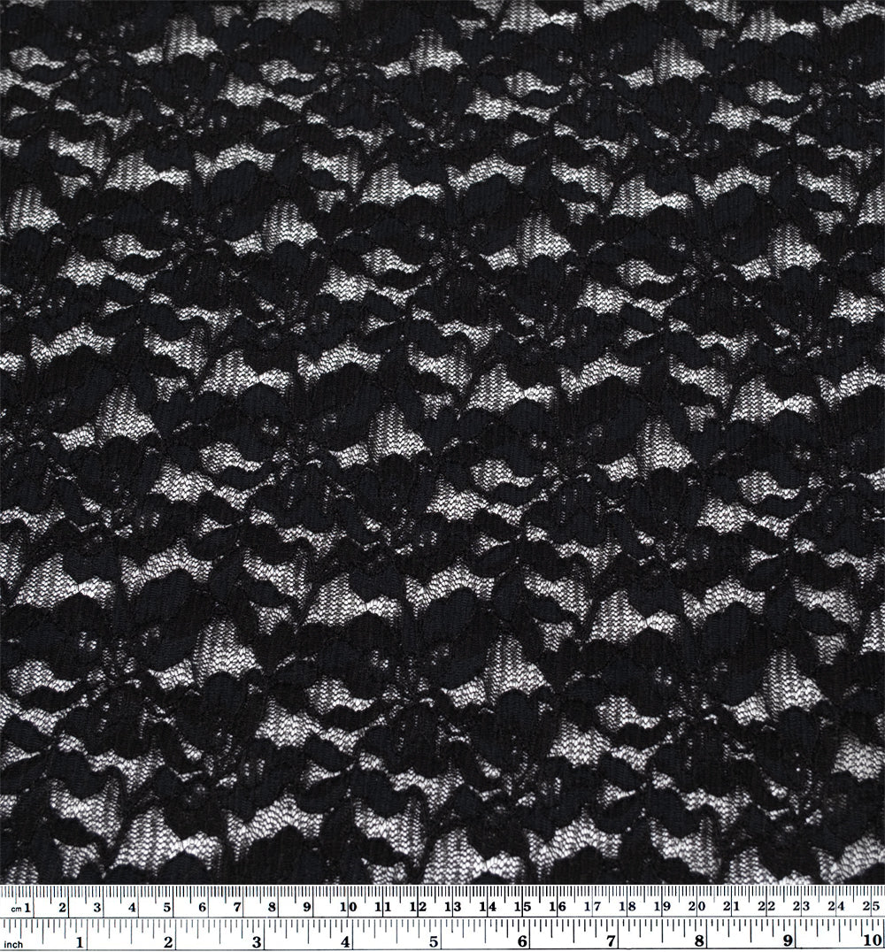 Lovelorn Stretch Corded Lace - Black | Blackbird Fabrics