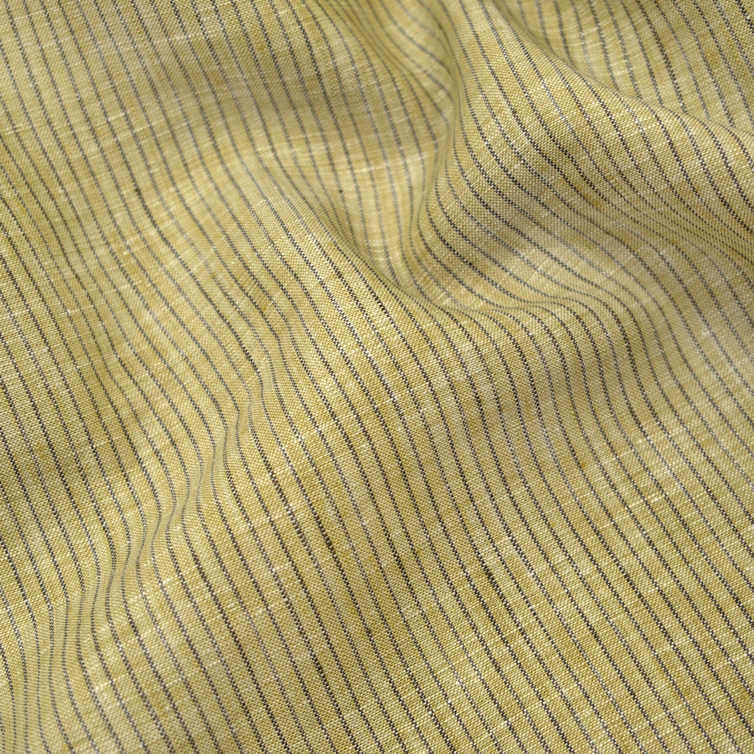 Fine Stripe Lightweight Linen - Lemongrass | Blackbird Fabrics