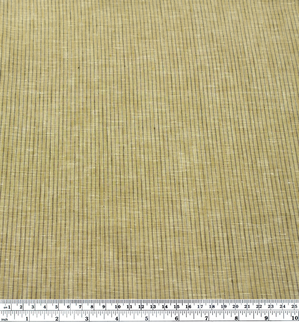 Fine Stripe Lightweight Linen - Lemongrass | Blackbird Fabrics