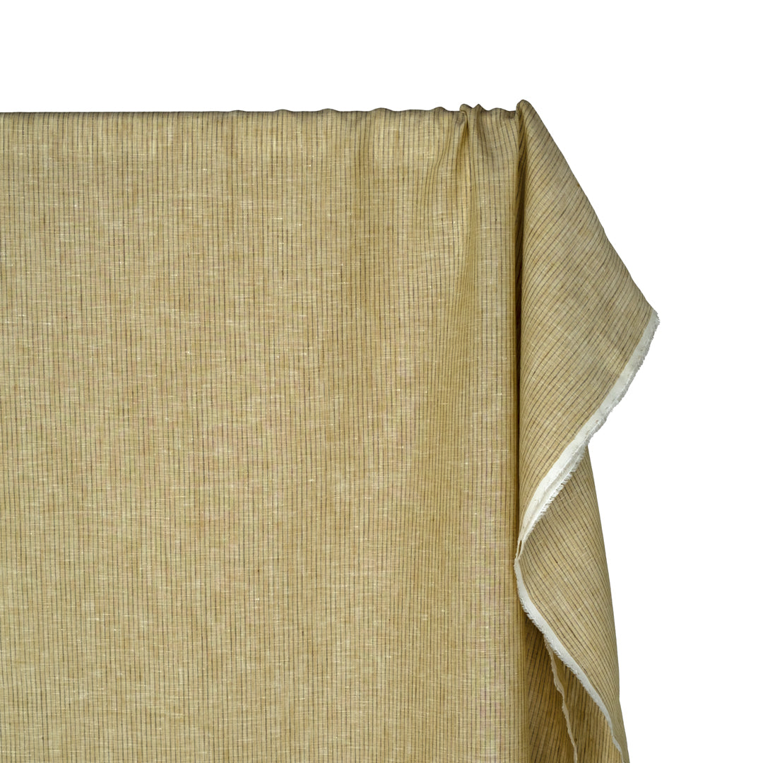 Fine Stripe Lightweight Linen - Lemongrass | Blackbird Fabrics