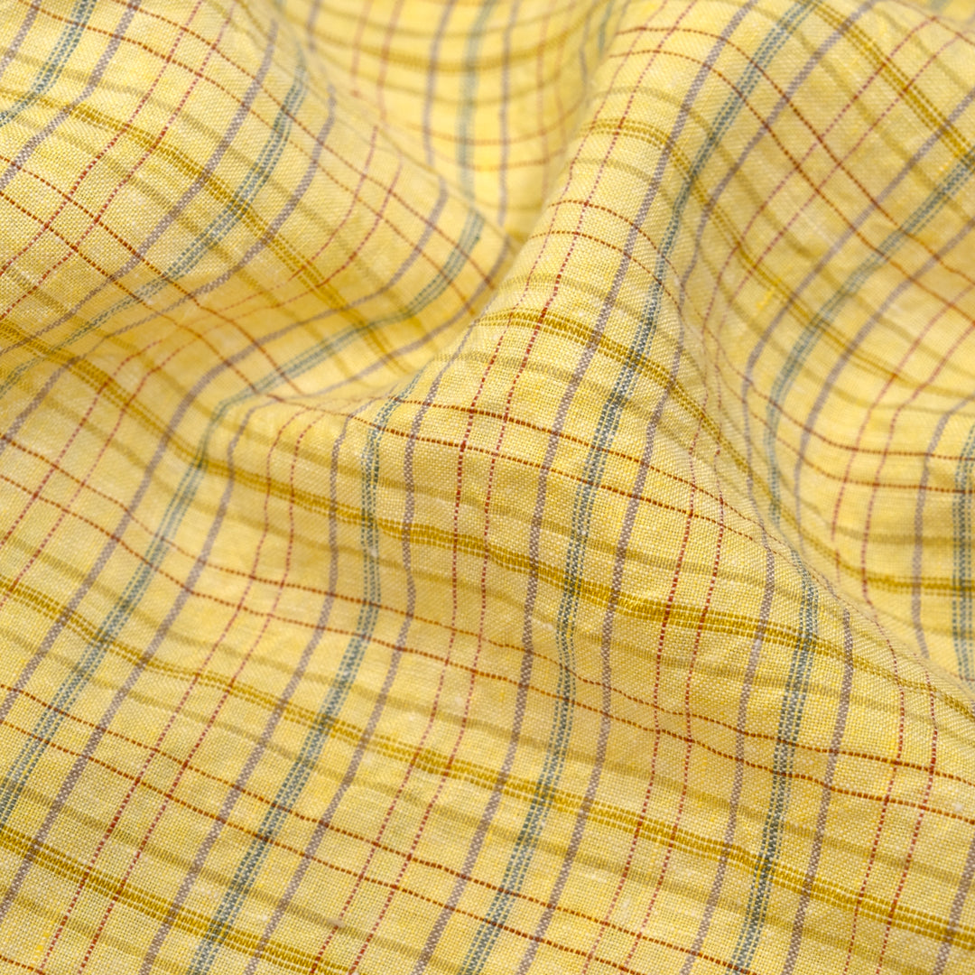 Sherbert Plaid Stonewashed Linen - Lemon Drop | Blackbird Fabrics