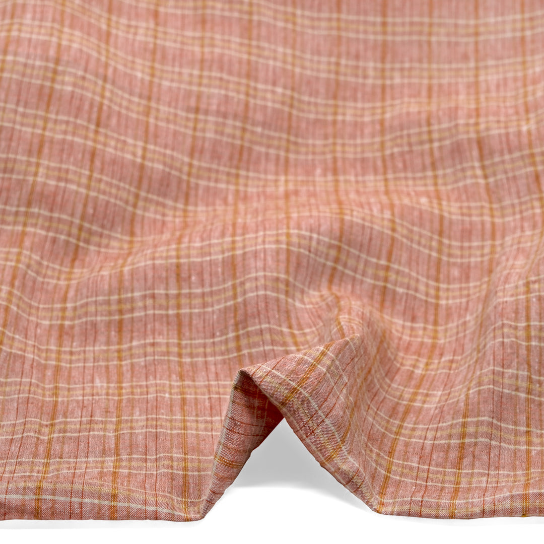 Sherbert Plaid Stonewashed Linen - Blood Orange | Blackbird Fabrics