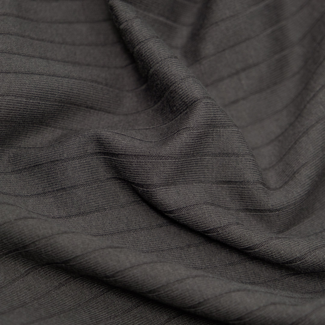 Wide Rib Knit - Charcoal | Blackbird Fabrics