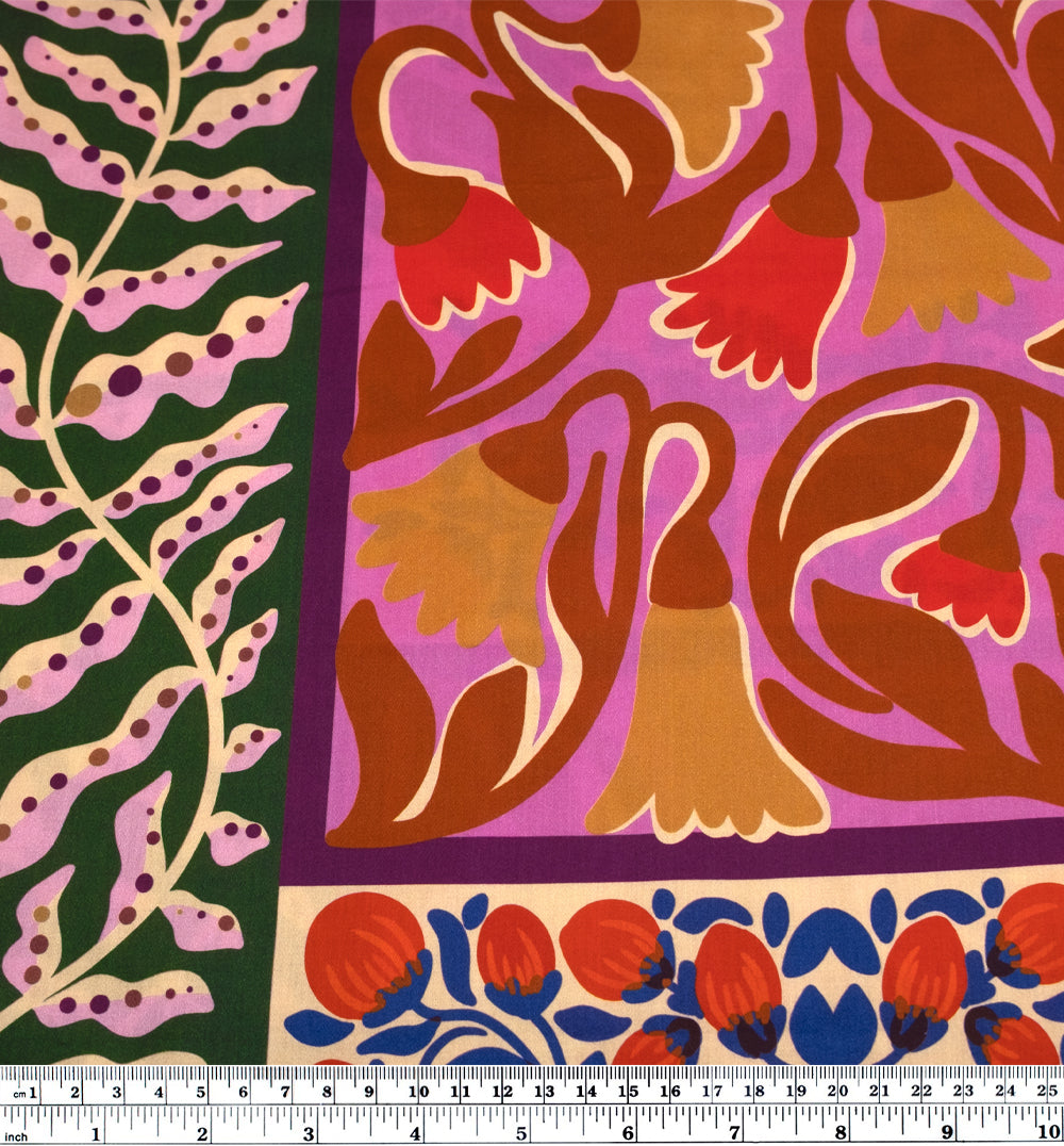 Flower Market Cotton Sateen - Bubblegum/Fig/Multi | Blackbird Fabrics