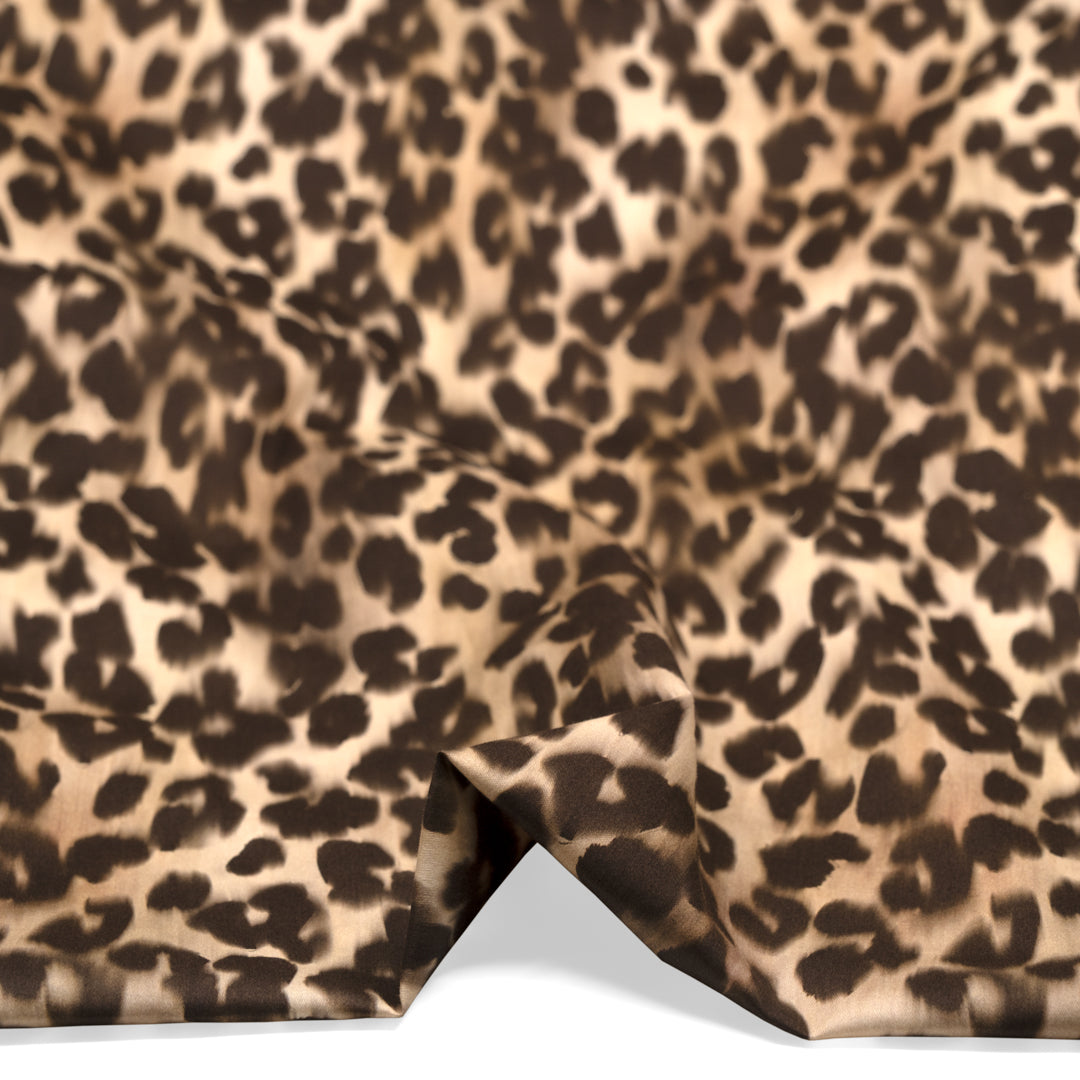 Blurred Leopard Cotton Sateen - Biscuit/Chocolate | Blackbird Fabrics