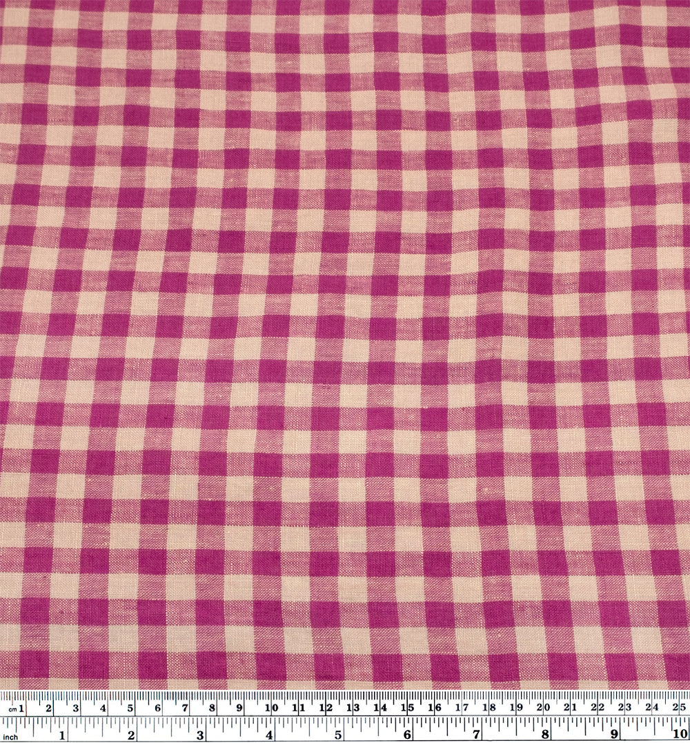 Gingham Soft Washed Linen - Cherry Blossom | Blackbird Fabrics