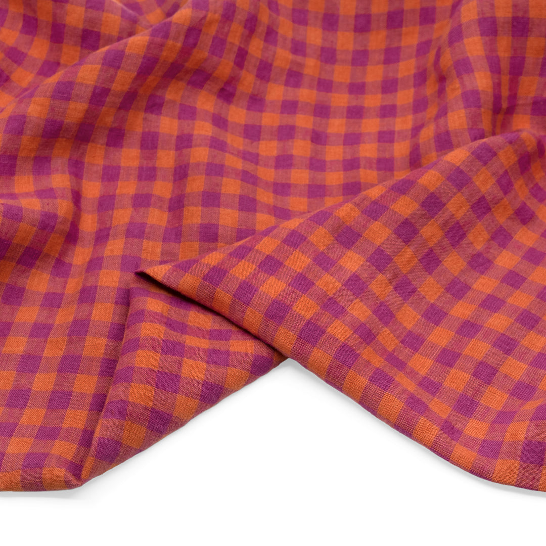 Gingham Soft Washed Linen - Juicy Fruit | Blackbird Fabrics