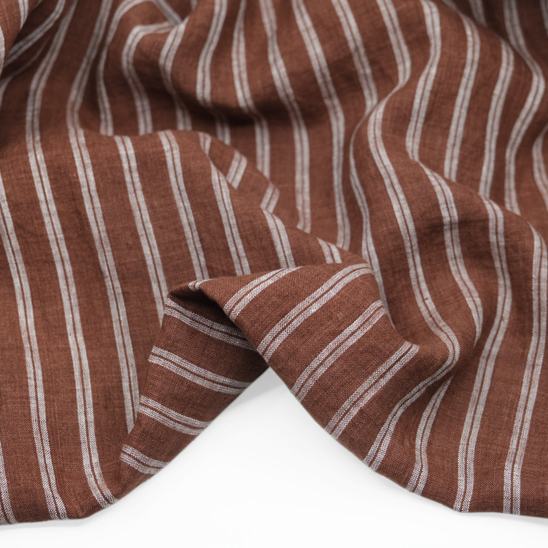 Duo Stripe Soft Washed Linen - Burrow | Blackbird Fabrics