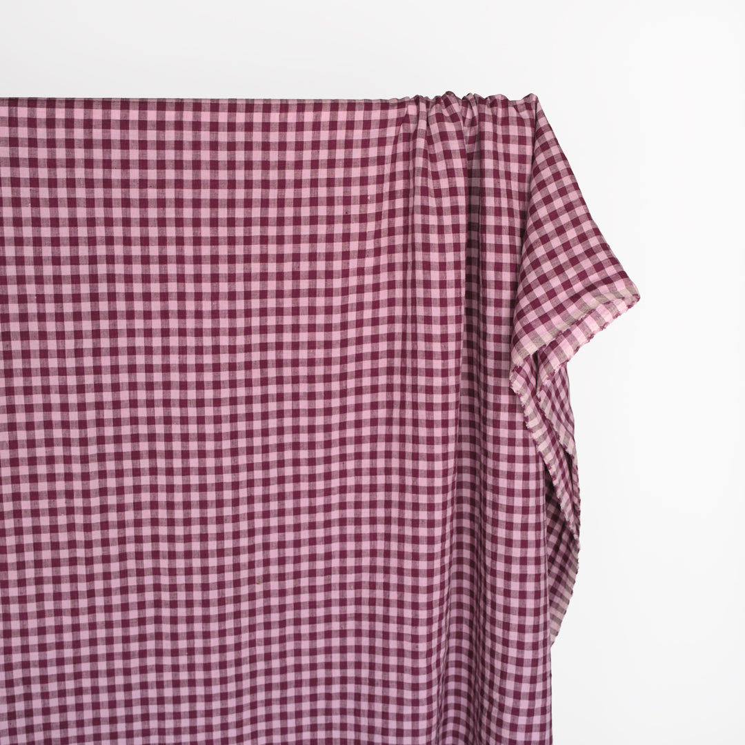 Gingham Soft Washed Linen - Grape Jelly | Blackbird Fabrics