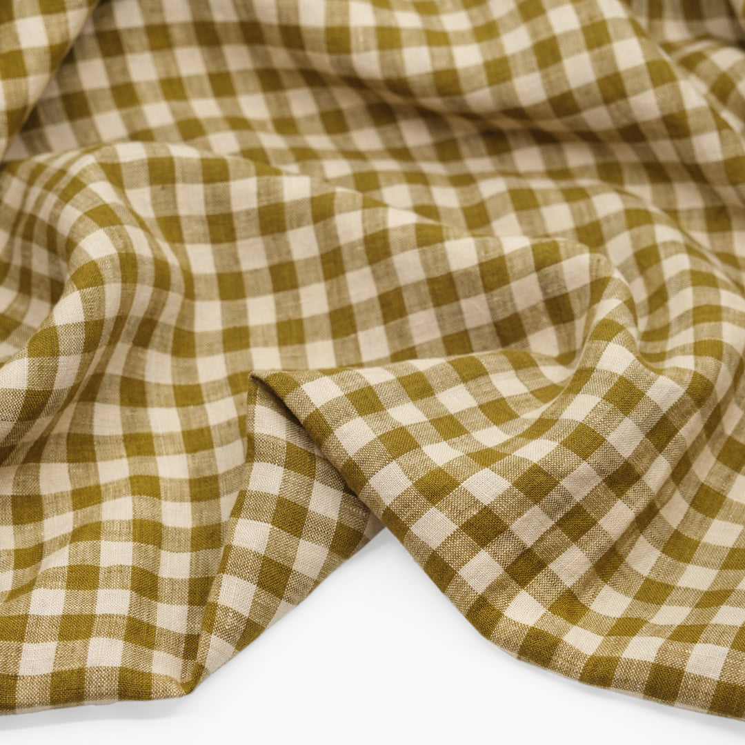 Gingham Soft Washed Linen - Artichoke Heart | Blackbird Fabrics