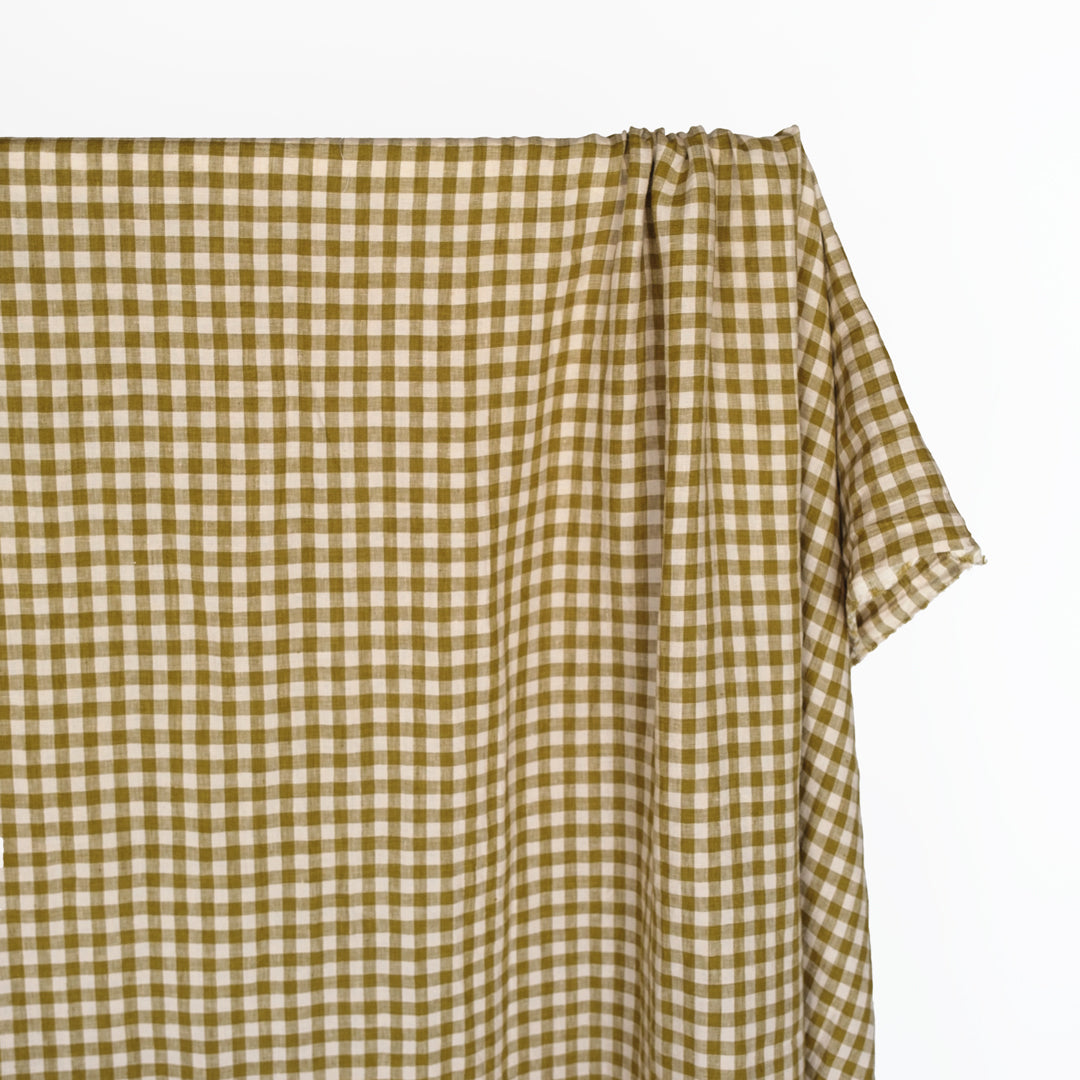 Gingham Soft Washed Linen - Artichoke Heart | Blackbird Fabrics