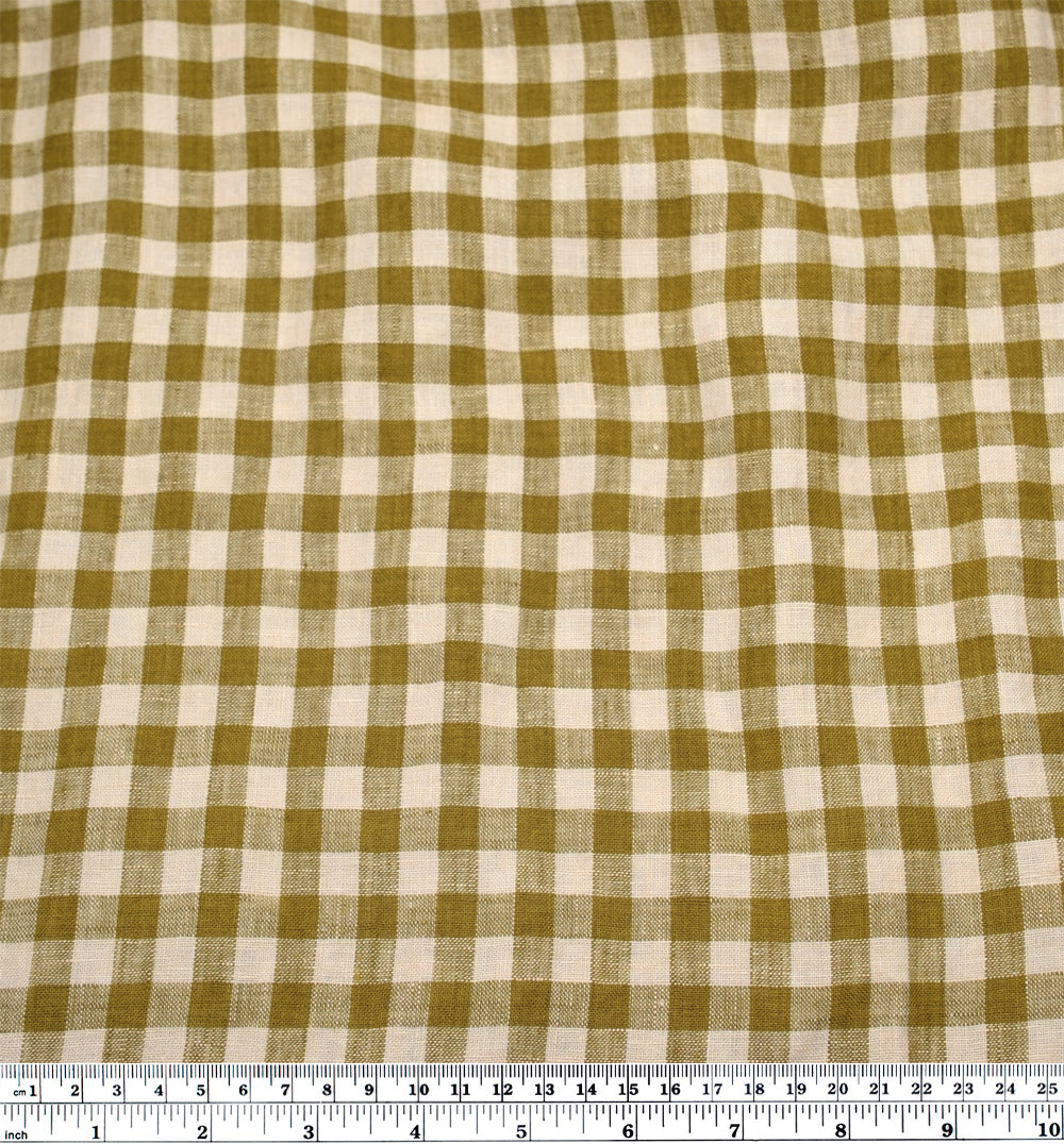 Gingham Soft Washed Linen - Artichoke Heart | Blackbird Fabrics
