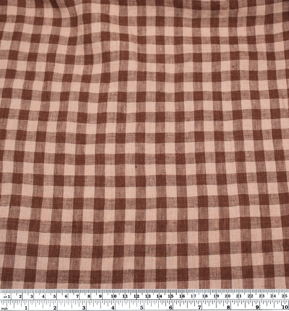 Gingham Soft Washed Linen - Driftwood | Blackbird Fabrics