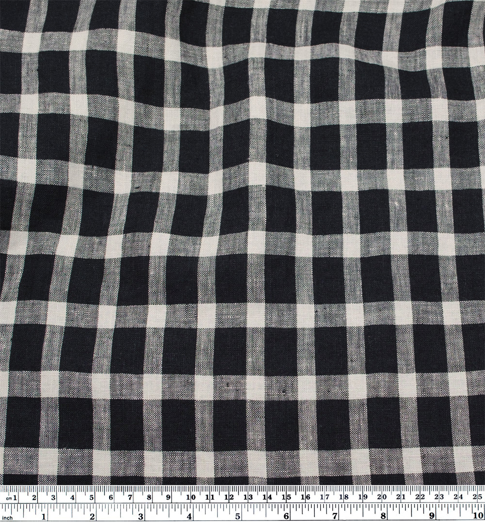 Grid Soft Washed Linen - Salted Liquorice | Blackbird Fabrics