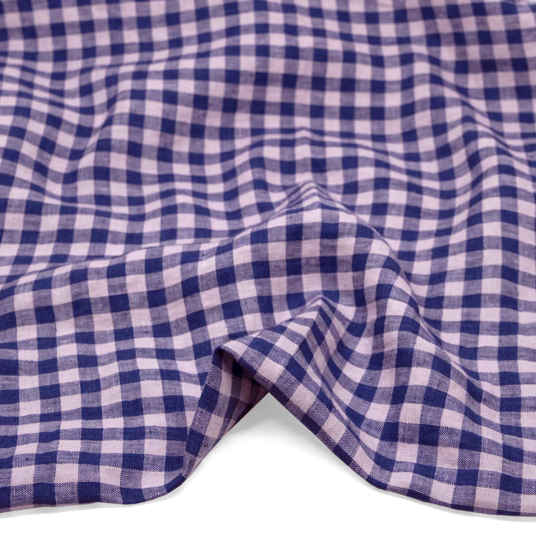 Gingham Soft Washed Linen - Morning Glory | Blackbird Fabrics