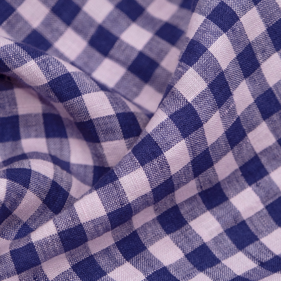 Gingham Soft Washed Linen - Morning Glory | Blackbird Fabrics