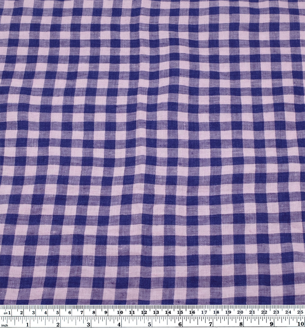 Gingham Soft Washed Linen - Morning Glory | Blackbird Fabrics